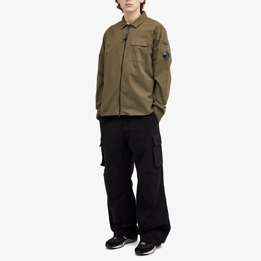 CP Company Men's Gabardine Zipped Shirt Ivy Green